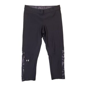 Under Armour Women's Black Crop Gray Geometric‎ Leggings Medium